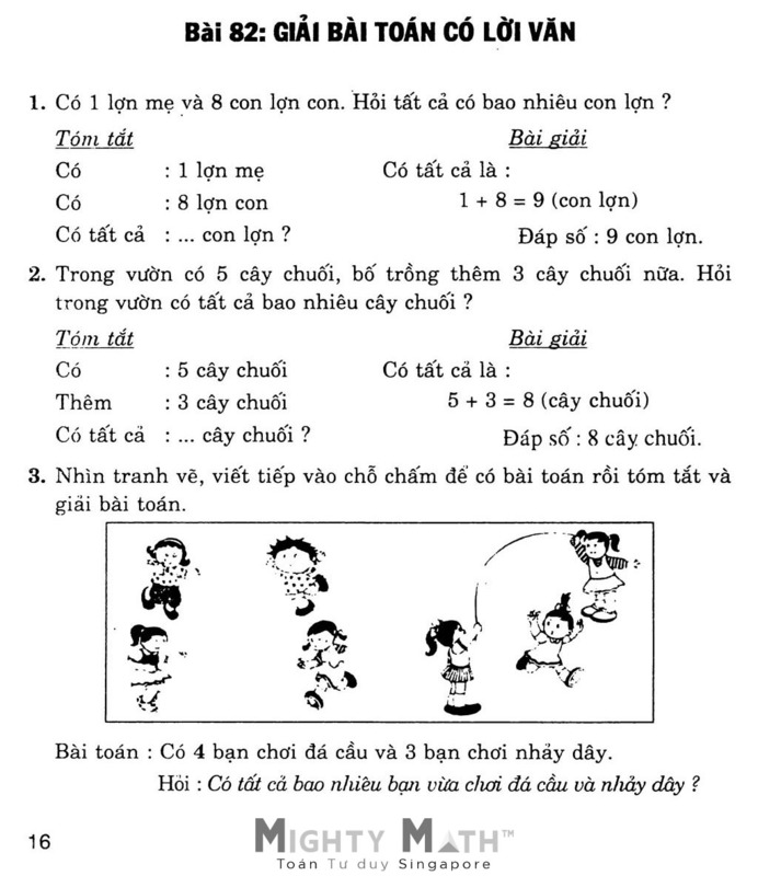 Bài tập giải bài toán cho trẻ lớp 1