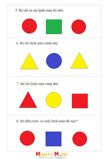 Bài tập nhận biết hình học và màu sắc