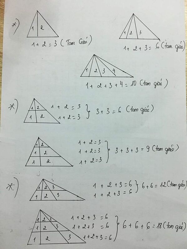 Tìm quy luật để đếm hình tam giác