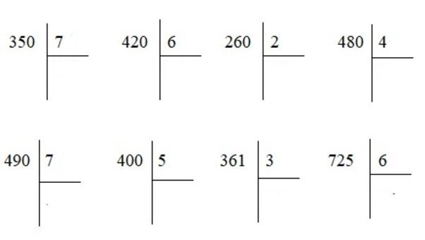 Một vài phép tính về cách chia 3 chữ số cho 1 chữ số